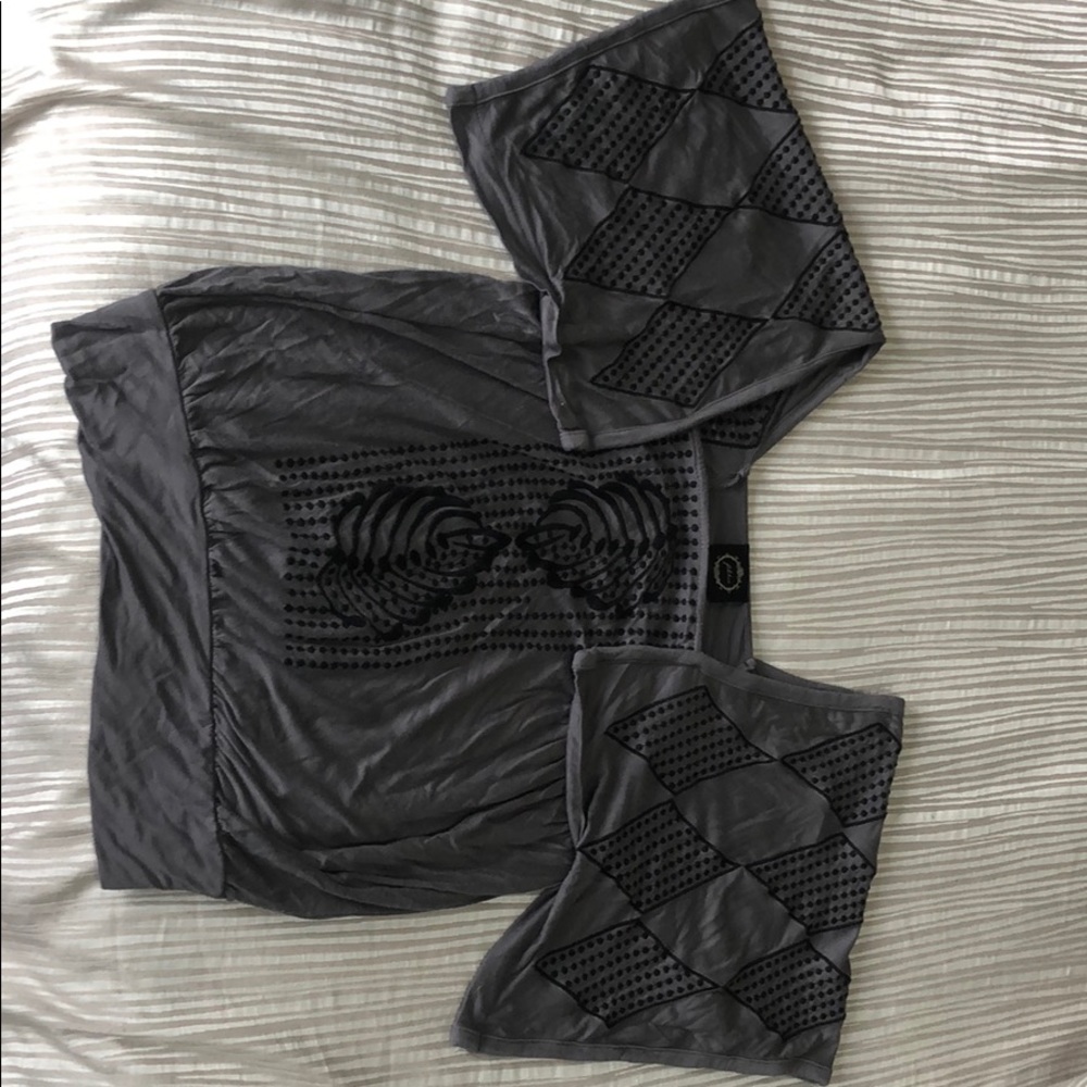Filter gray embroidered top size small